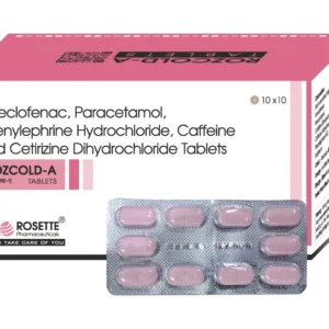 Rozcold-A Tablets – Aceclofenac, Paracetamol,Cetirizine, Phenylephrine, Caffeine Uses